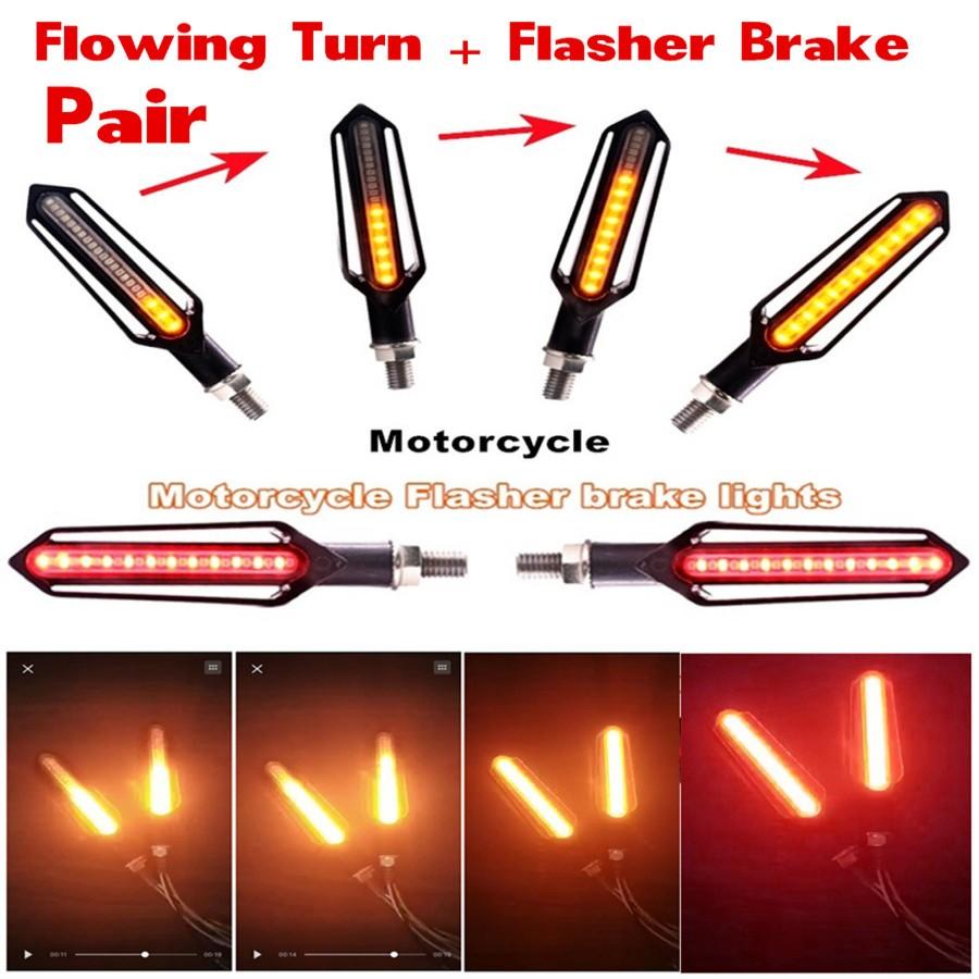 

Universal 1 Pair Dual Colors 24led 2 In 1 Brake Tailight Flasher Strobe Flowing Turn Signal Indicator Lights Lamp Replace