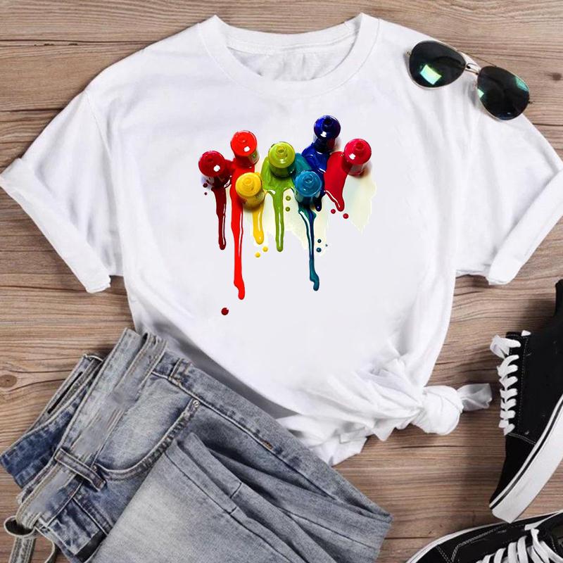 Women Lip Watercolor Sexy Lip Sweet Print T Shirt Female Graphic Top Short Sleeve Fashion  Summer Tshirts Casual Tee T-Shirt
