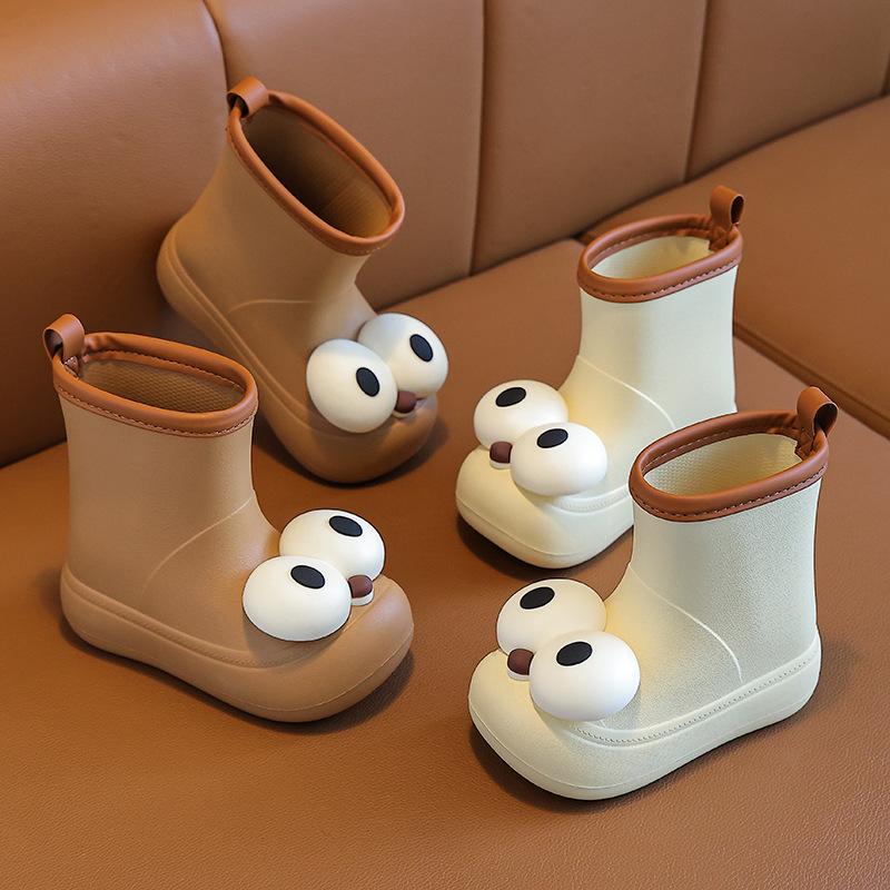 New Hot-Selling Cute Big Eyes Rain Boots for Children - Waterproof, One-Piece Design for All Seasons