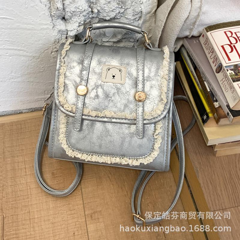 Schoolbag Exquisite Mini Contrasting Color Women's Backpack 1011 New Commuter Versatile Back Bag Shoulder Messenger Bag Small Schoolbag