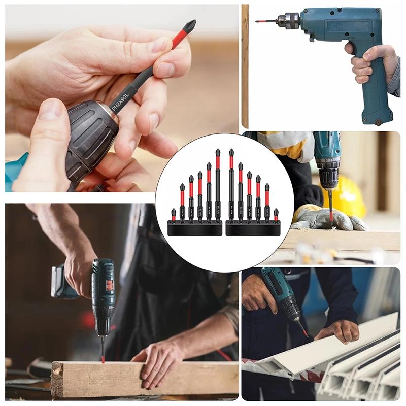 12/24Pcs Magnetic Screwdriver Bit Set With Anti Slip Shockproof Hexagonal Handles Suitable For Various Tools
