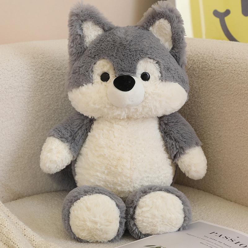 Creative Running Series Super Soft Cute Fox Gray Wolf Wear Rompers Plush Toys Cartoon Stuffed Animals Bears Appease Dolls Gifts