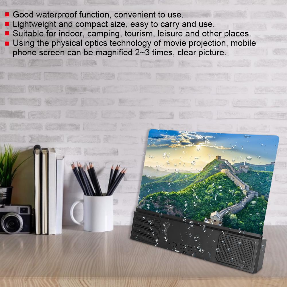 Universal 12in Desk Mobile Phone Screen Amplifier with Bluetooth Speaker 2 3Times