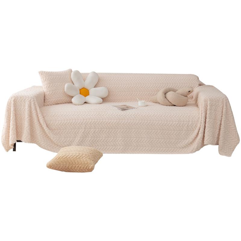 Plush Sofa Cover Simple Modern Winter Sofa Towel Cat-proof Sofa Blanket Cover