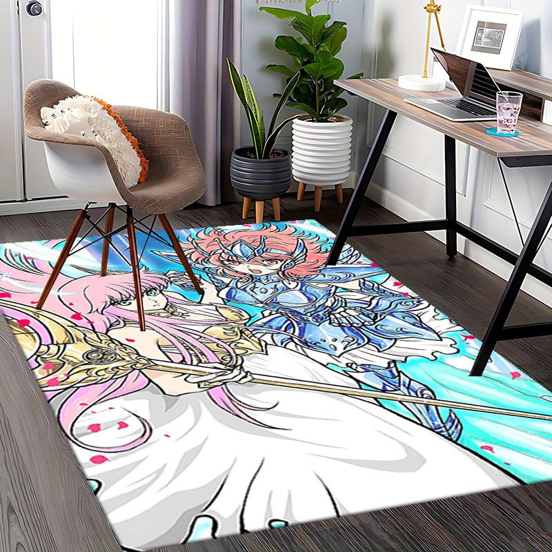 1pc Office Chair Mat - Saint Seiya Athena & Phoenix Ikki Decorative Rug for Home, Office, Living Room, Bedroom, Non-Slip Carpet Suitable for All Seaso