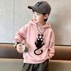 Y2K Kids Hoodie Sweatshirt Funny Upside Down Black Cat Print Long Sleeve Pullover