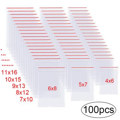 100pcs Transparent Plastic Bags Reusable Selaing Zip Bag PE Thicken Sealed Storage Bag Food Jewelry Packing Organizer Pouch