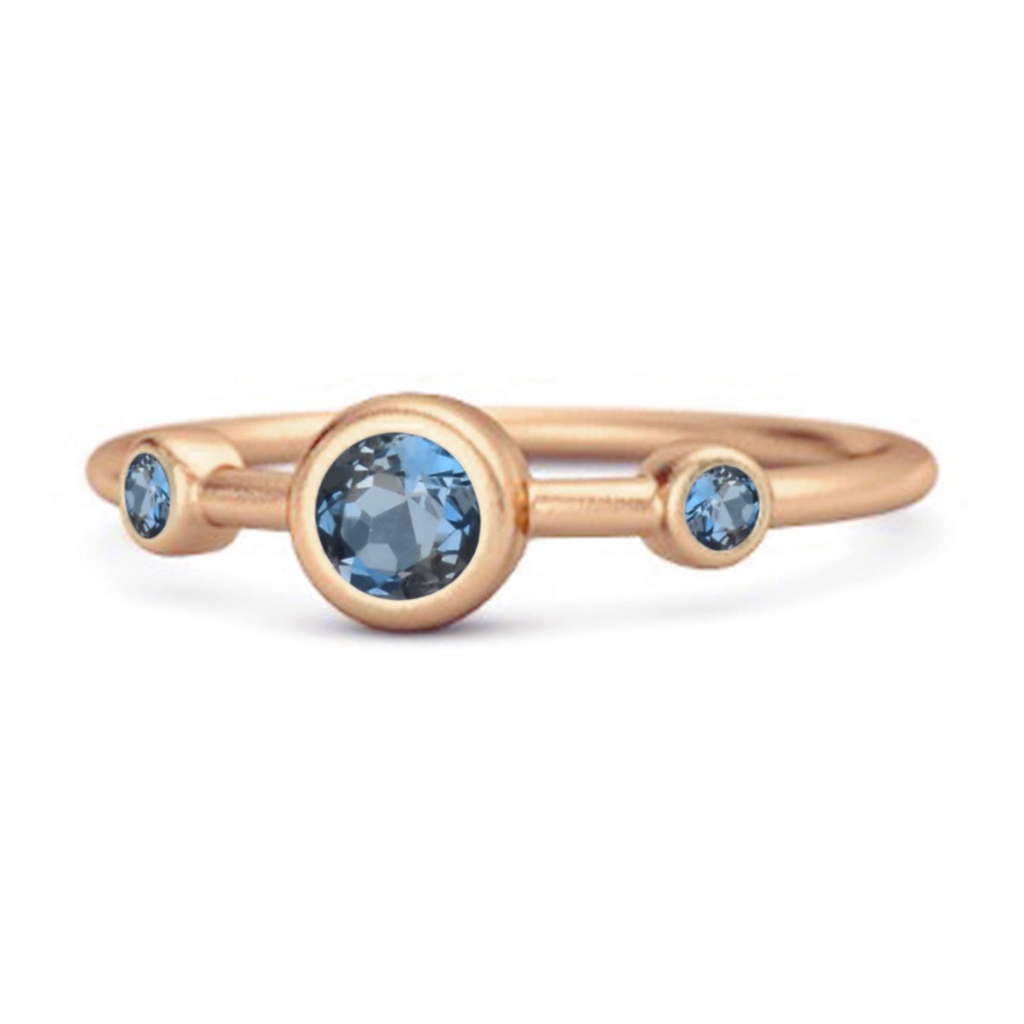 

London Blue Topaz Triple Bezel- 925Set Ring - 925 Sterling Silver Rose Gold Vermeil 12 Яскраво-рожевий