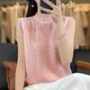 Women T-shirt Vest Wool Tank Summer Knitted T-shirt Sleeveless Basic Tees Knit Top O-neck Female