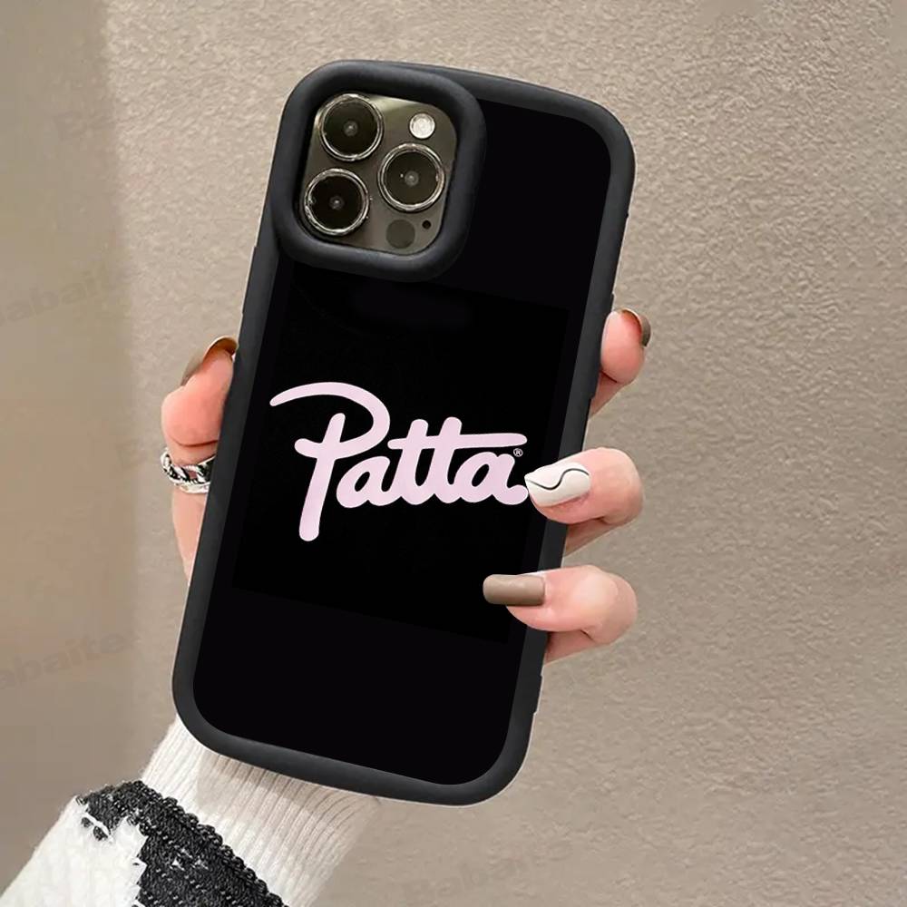 Fashion P-patta For iPhone 17 Pro Max 16 15 14 13 12 11 Plus Black Soft Phone Cover