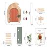 Cartoon Wooden Fairy Door Ornaments Detachable with Ladder Simulation Fairy Door Room Miniature Dollhouse Decor Balcony