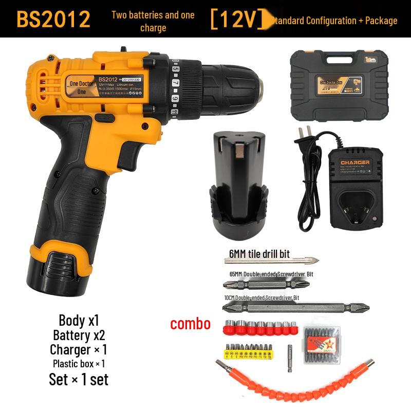 12-16V Wireless Handheld Electric Drill & Screwdriver with Lithium Battery