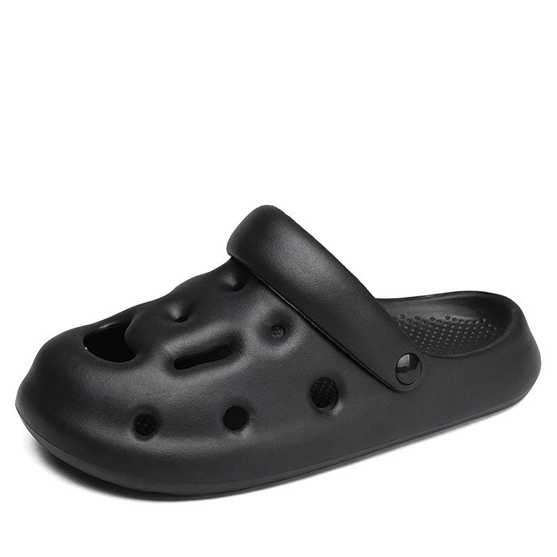 

Туфли с дырками на толстой подошве, мужские нескользящие тапочки с мешком на голове, сандалии для спорта и отдыха на пляже 44/45 чёрный