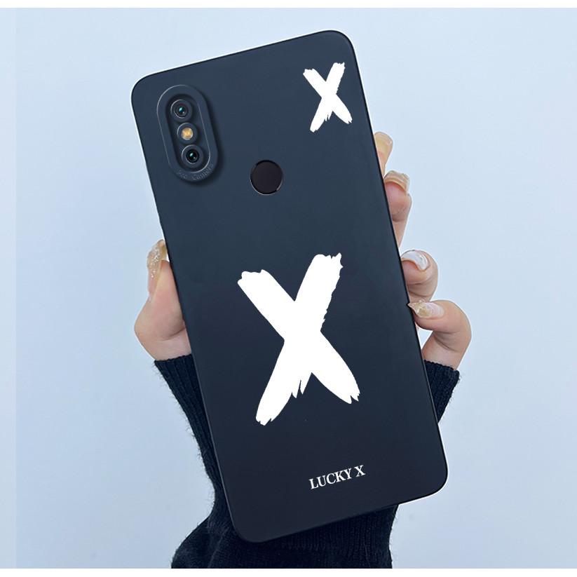 Lucky Initial Letter Phone Case For Xiaomi Mi A2 (Mi 6X) Casing Full Protect Camera Lens Shockproof TPU Soft Matte Cover Bumper
