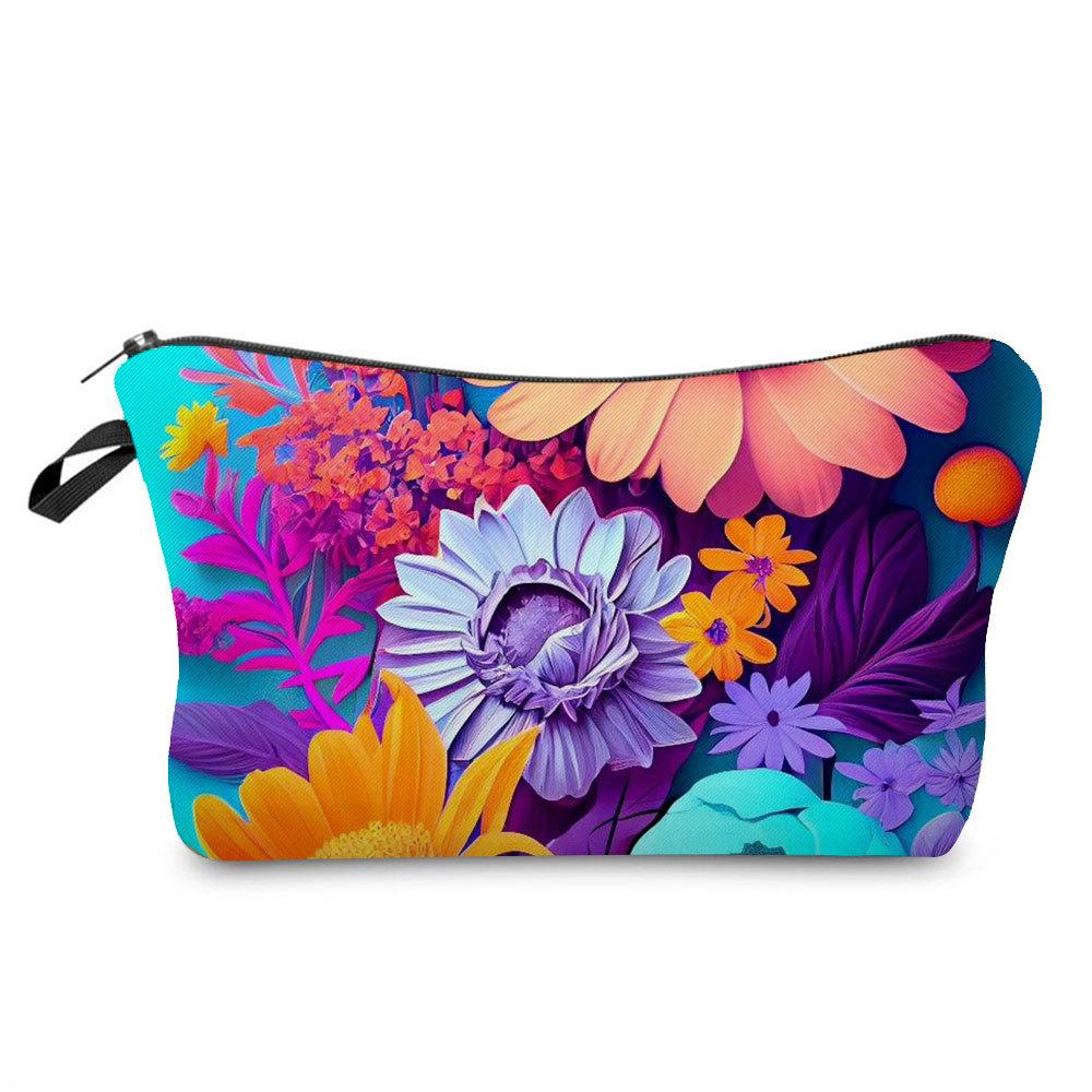 Women Flower Print Cosmetic Bag Toiletries Organize Travel Storage Case  6394 CLE