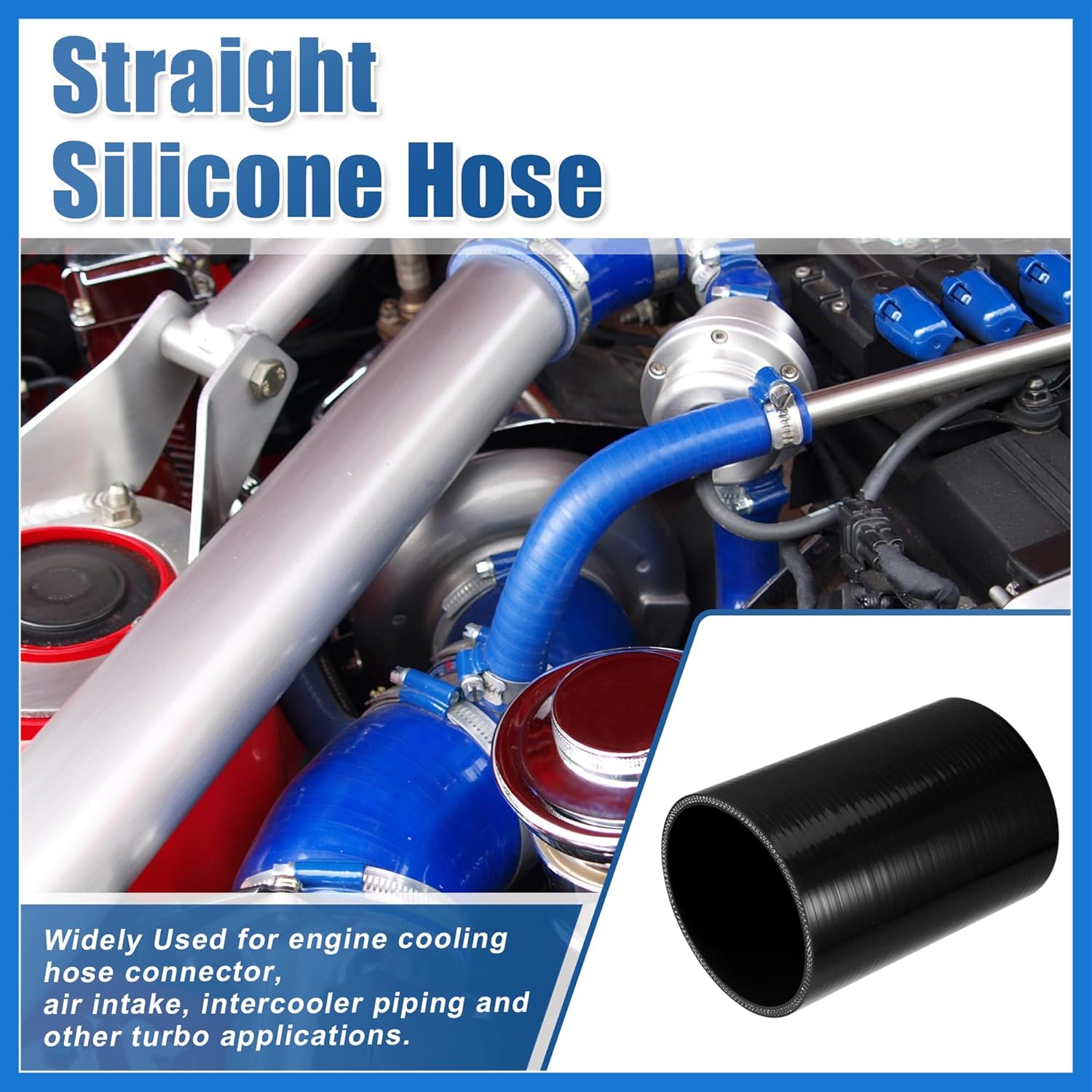 3.75  ID 6  Length 4-Ply Reinforced High Temp Straight Coupler Silicone Reducer Hose Black for Car Intercooler Intake Piping Auto Accessories