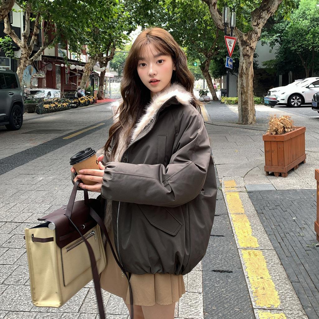 Winter new women's down cotton clothes fur collar hooded cotton clothes cotton clothes women's warm pie overcome coat