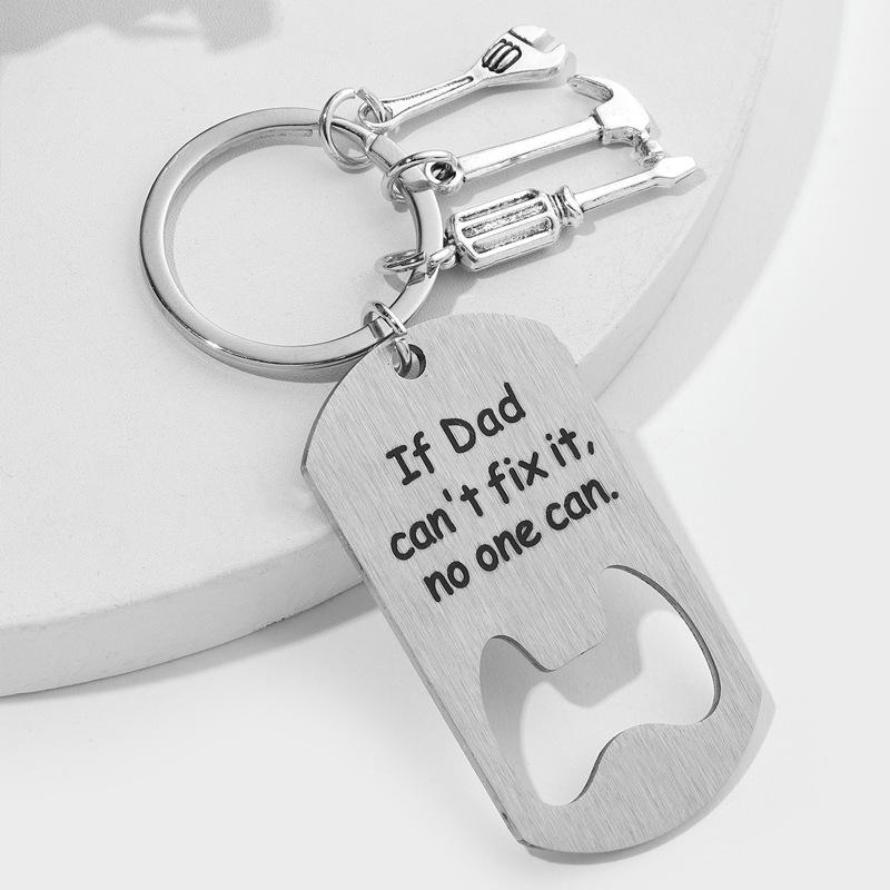 Stainless Steel Bottle Opener Keychain - DIY Engraving Bag Pendant Gift for Father's Day