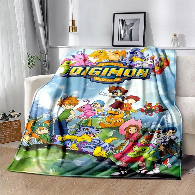 Japane Cartoon D-Digimon Throws Blanket Sofa Hiking Picnic Super Soft Quilt Bed Thermal Cute Anime Flannel Blanket Birthday Gift