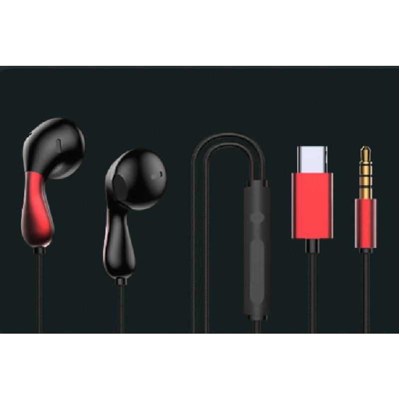 Typec Earphones Inear Gaming Wired Headset Microphone Red Green Esports Sound