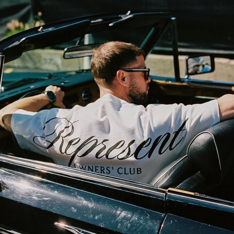 Trendy Brand Represents Retro Cursive Alphabet Short Sleeve Loose Couple Men's and Women's T-Shirt Half Sleeve