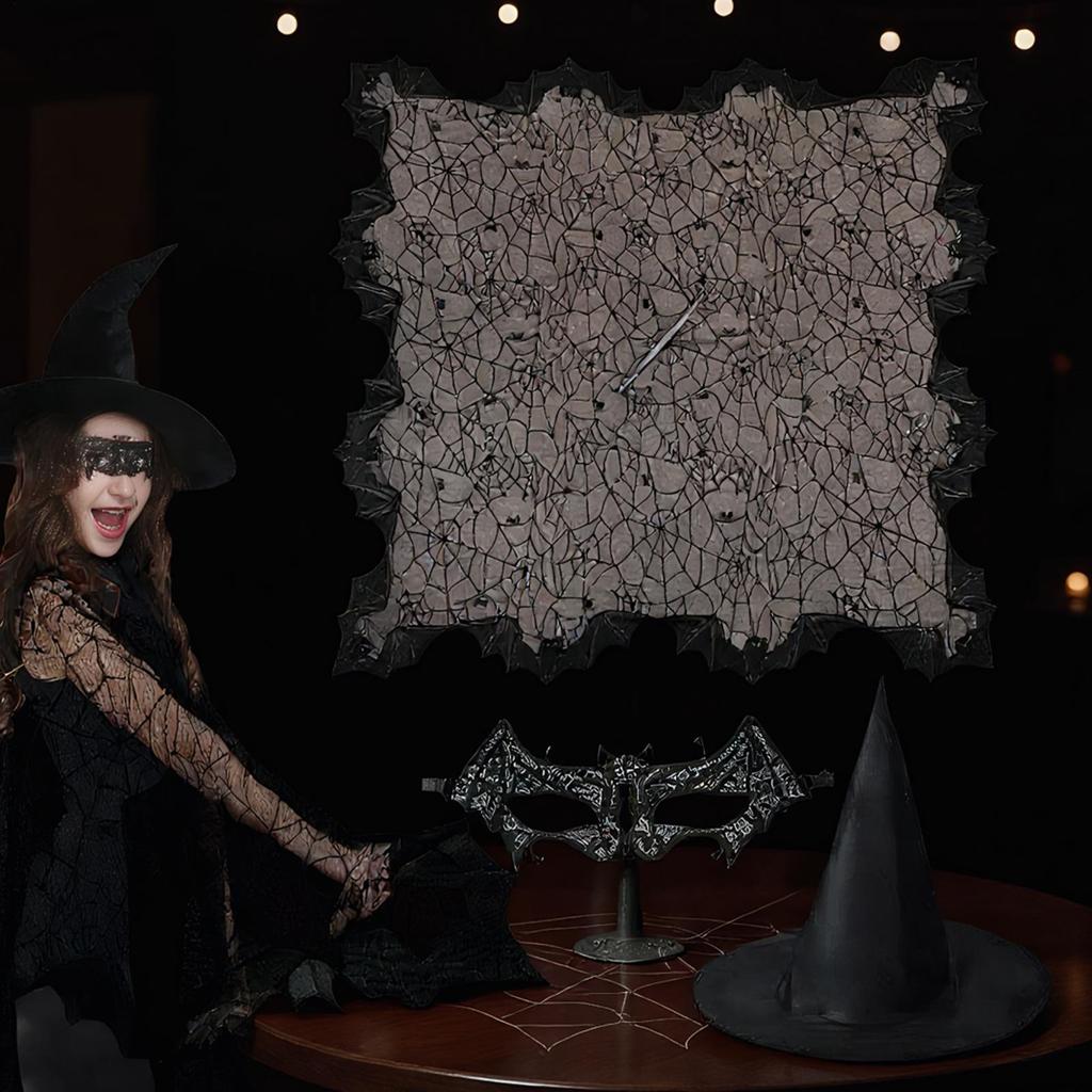 Spider Web Witch Cape 3 Pieces Halloween Witch Costume Cosplay Apparel for Goth Party Photo Ghost Bridal Autumn Vampire Stage