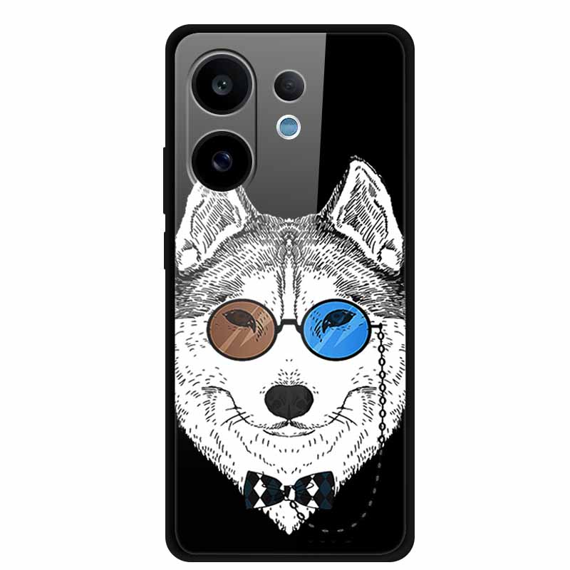Tempered Glass Case For Vivo V60 2025 Phone Case 6.77" Cartoon Cats Hard Back Cover Soft Bumper For Vivo V60 5G Case V 60 Fundas