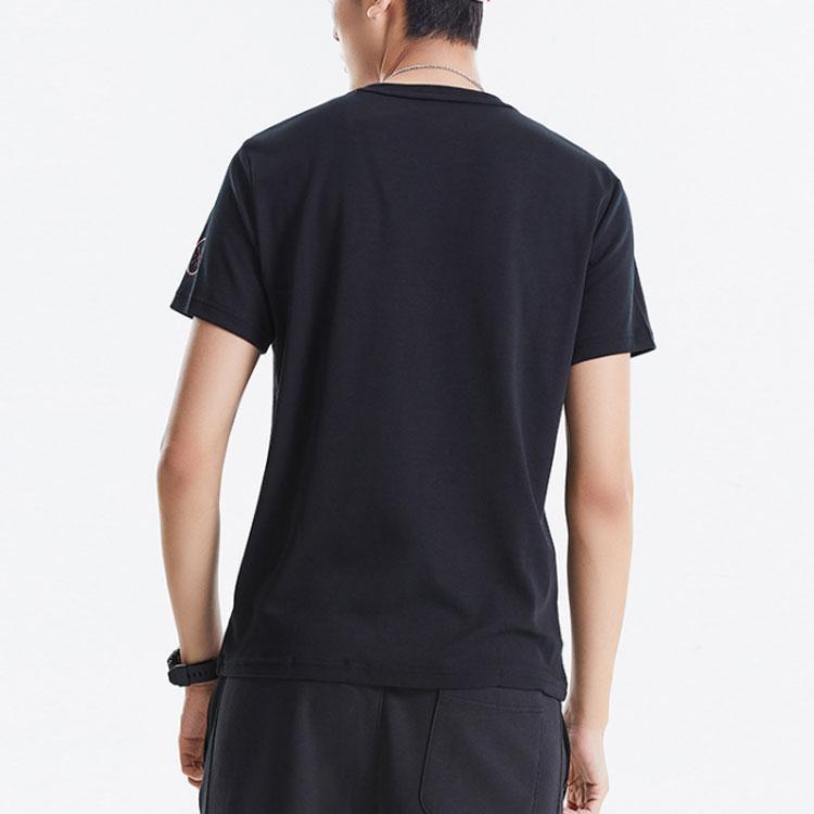 Li Ning Wade Series Printed Round Neck Short Sleeve T-Shirt Men Tops New-Standard-Black AHSQ475-3