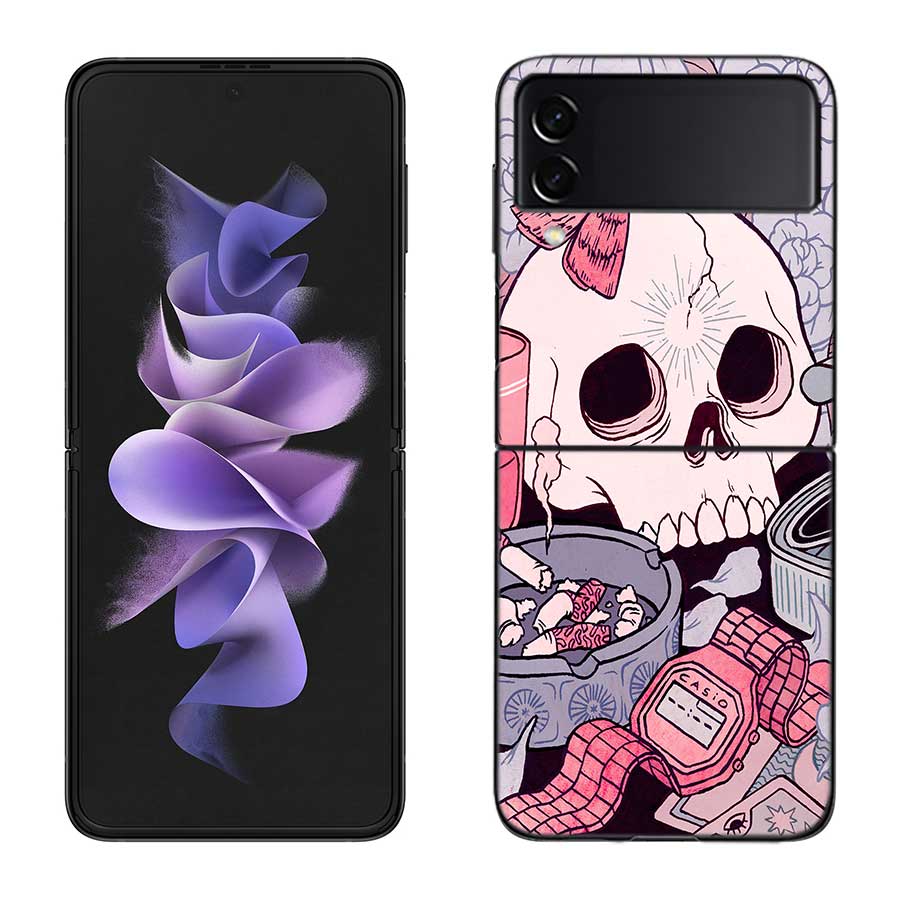 Witch Girl And Cat Case for Samsung Galaxy Z Flip 6 Flip 5 4 3 5G Black Cell Phone Cover Z Flip 5 Luxury PC Shell Coque