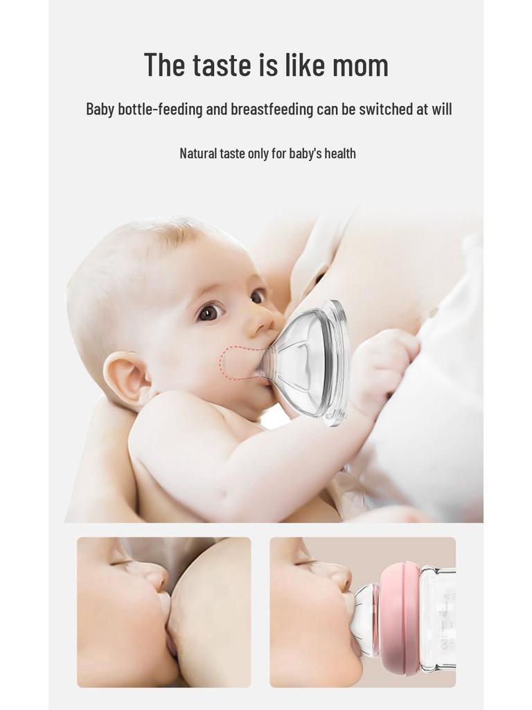 Aubeni 150ML Wide Mouth Glass Baby Bottle, Anti-Choke & Anti-Colic, for Newborns 0-6 Months