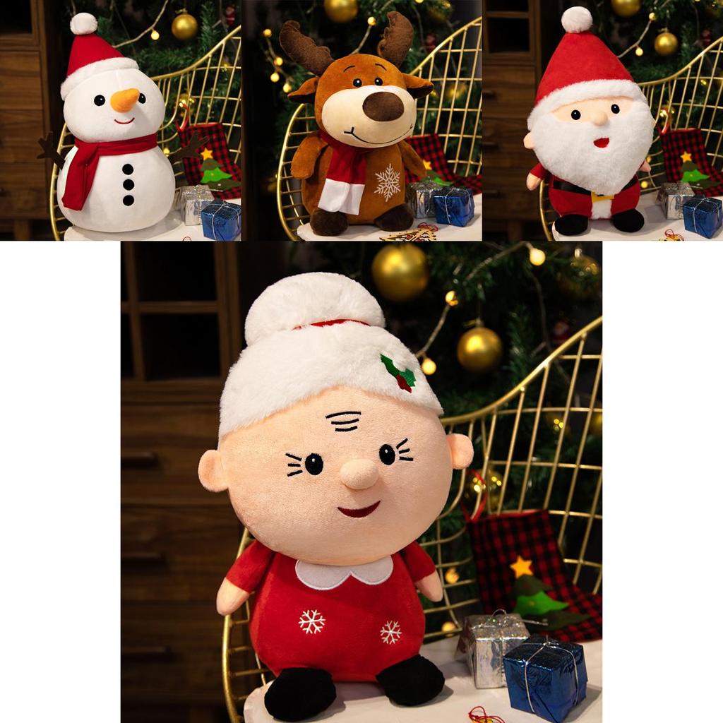 Christmas Reindeer Santa Claus Snowman Plush Doll With Soft Short Plush For Holiday Decor And Gift Giving
