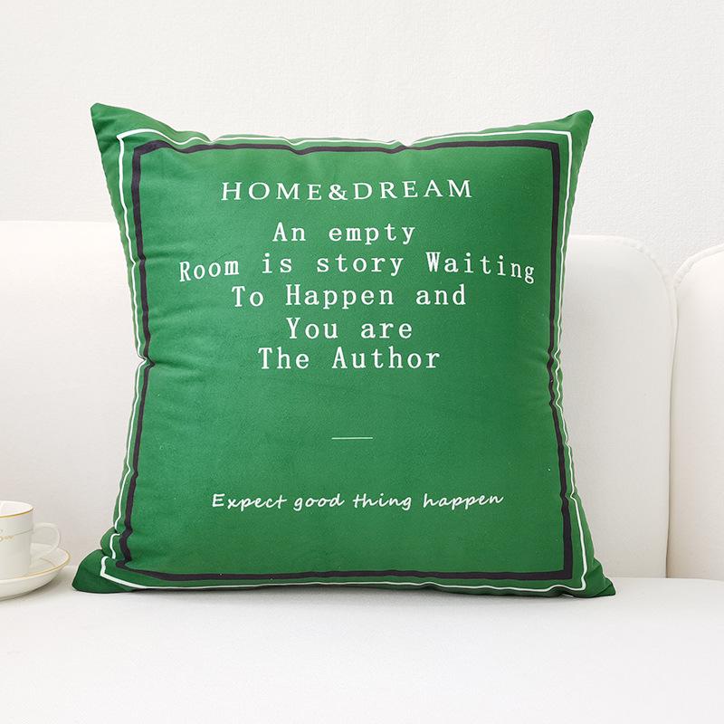 

Подушка в скандинавском стиле, простая и элегантная, чехол из короткого плюша с принтом в виде букв, на диван, прикроватная подушка single-sided 45 * 45cm