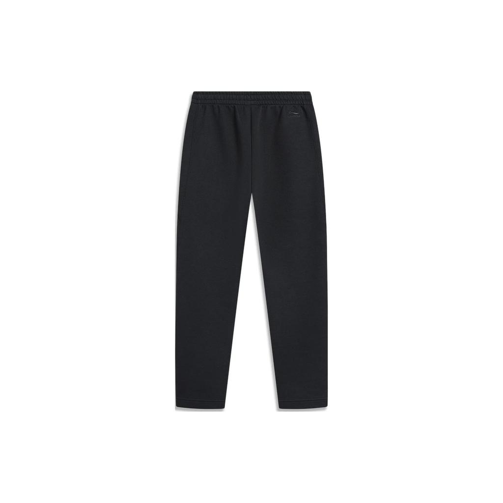 Li Ning Sports Lifestyle Series Solid Color Straight Leg Knitted Sports Pants Men Bottoms Black AKLT749-2