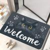 Black Cat Welcome Paw Print Doormat Non Slip Washable Entrance Rug Indoor Front Door Floor Mat Home Decor