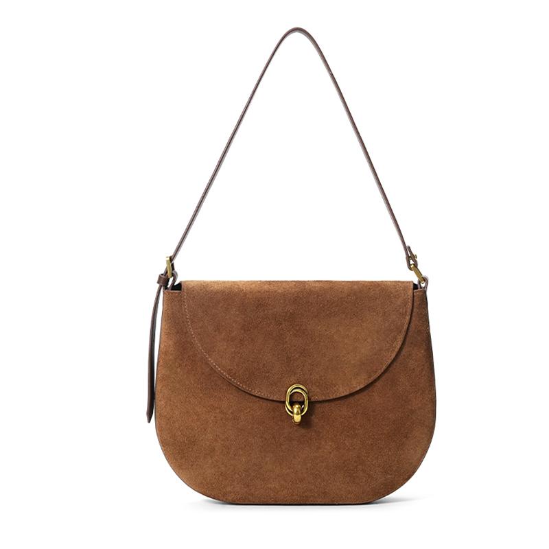 Women's Suede Cow Leather Classic Shoulder Bag Ladies Fashi Designer Luxury Bags Female Retro Durable Cowhide Handbags Lady