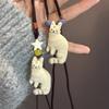 Korean Style Retro Cat Pendant Necklace Charms Minority Design Beaded Necklaces Jewelry Ornament Clavicle Chain Choker