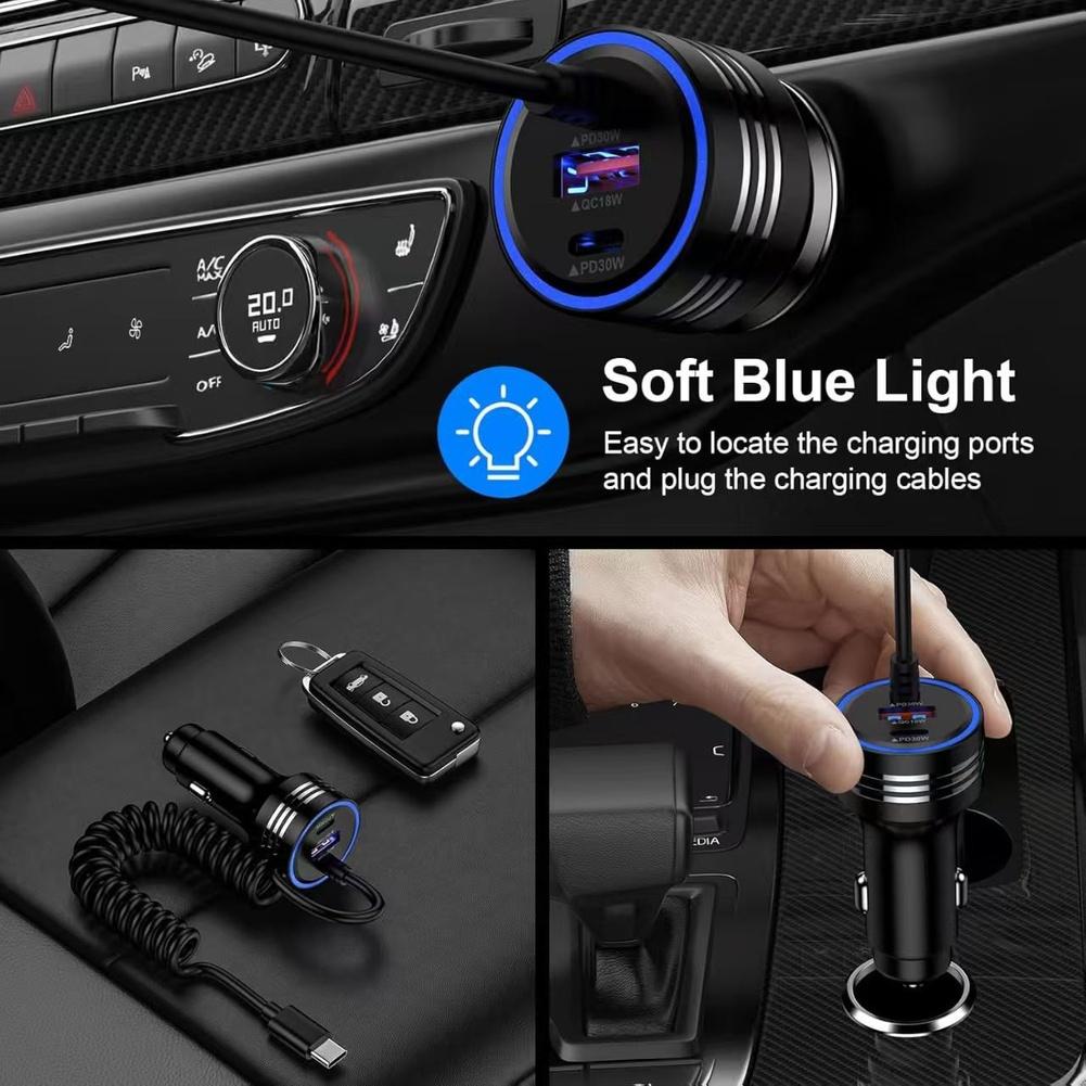 For Car Charger 78W USB C 3 Ports Fast Charging for For Car Motorcycle Boat RV Supports Multiple Device Connections