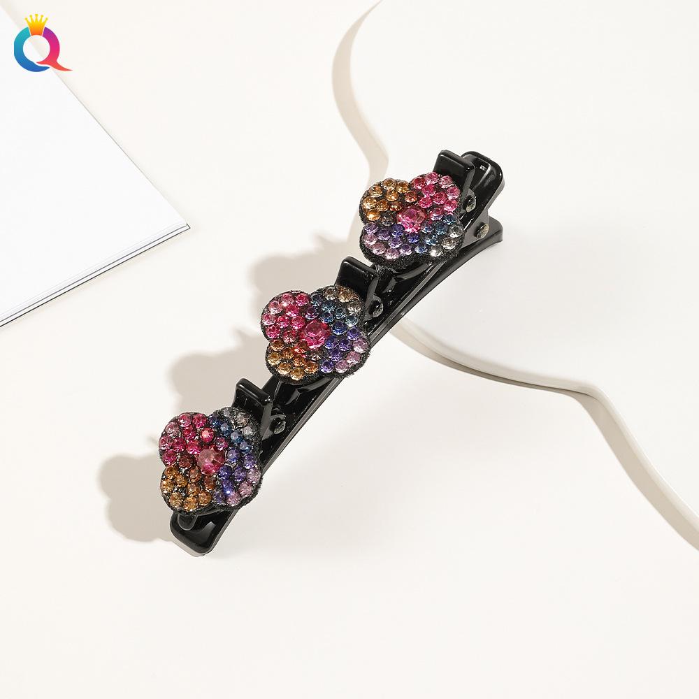 Vierblättriges Kleeblatt Blume Haarspange Damen Gebrochene Haarspange Flecht-Finishing-Artefakt Seitenklammer Ponyklammer