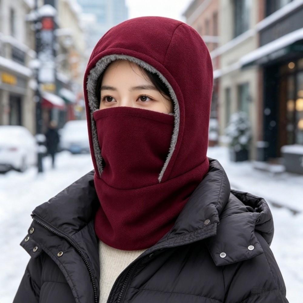 Solid Color Balaclava Cycling Cap Fleece Ski Windproof Cap Warm Hood Hat Outdoor Sports