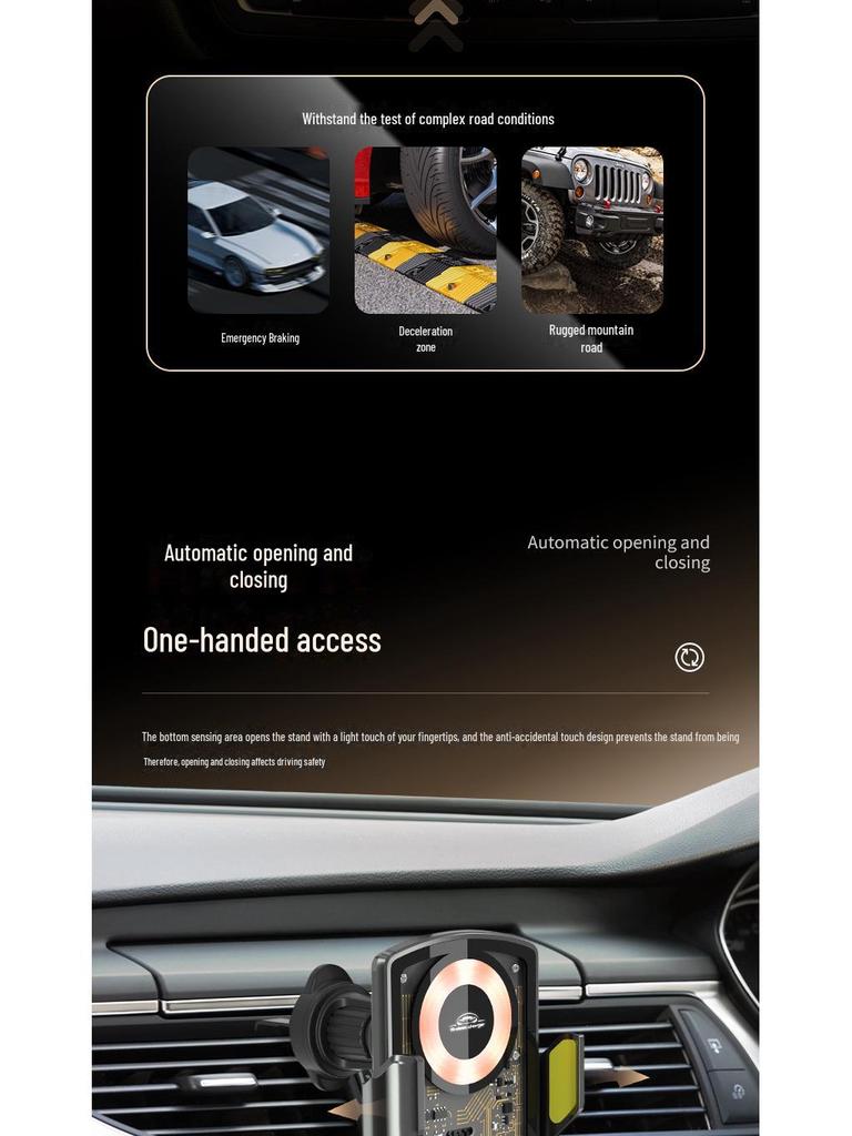 15W Fast Charging Wireless Car Phone Holder with Automatic Induction