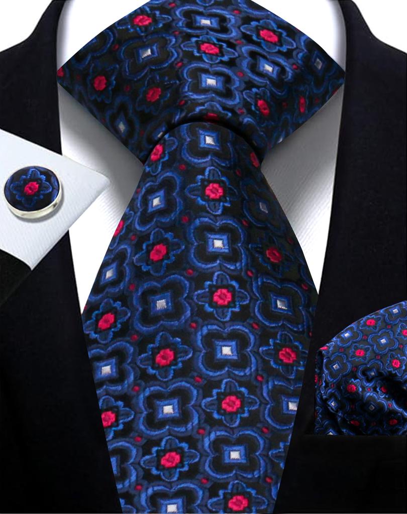 Mens Tie Paisley Jacquard Woven 8Cm Formal Business Wedding Necktie Pocket Square Set Suit Cravat High Quality Handmade Gravata