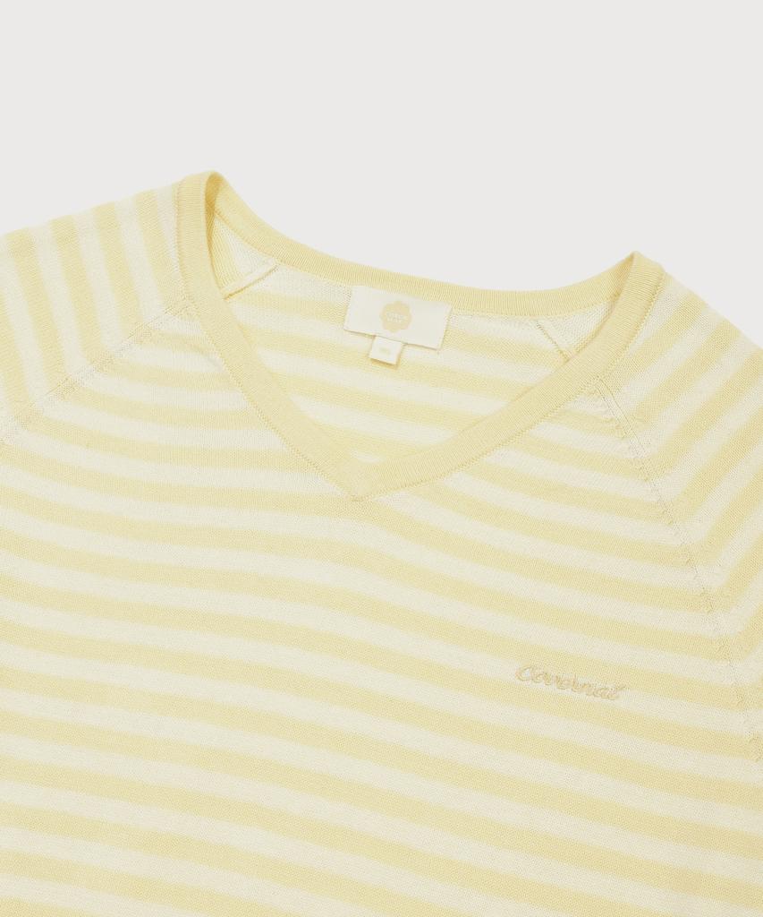 COVERNAT WOMAN Striped V-Neck Knit Yellow