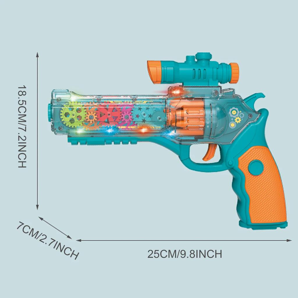 Electric Sound and Light Transparent Gear Gun Boys and Girls Light Music Octave Gun Children's Transparent Toy Gun For Kids Gift