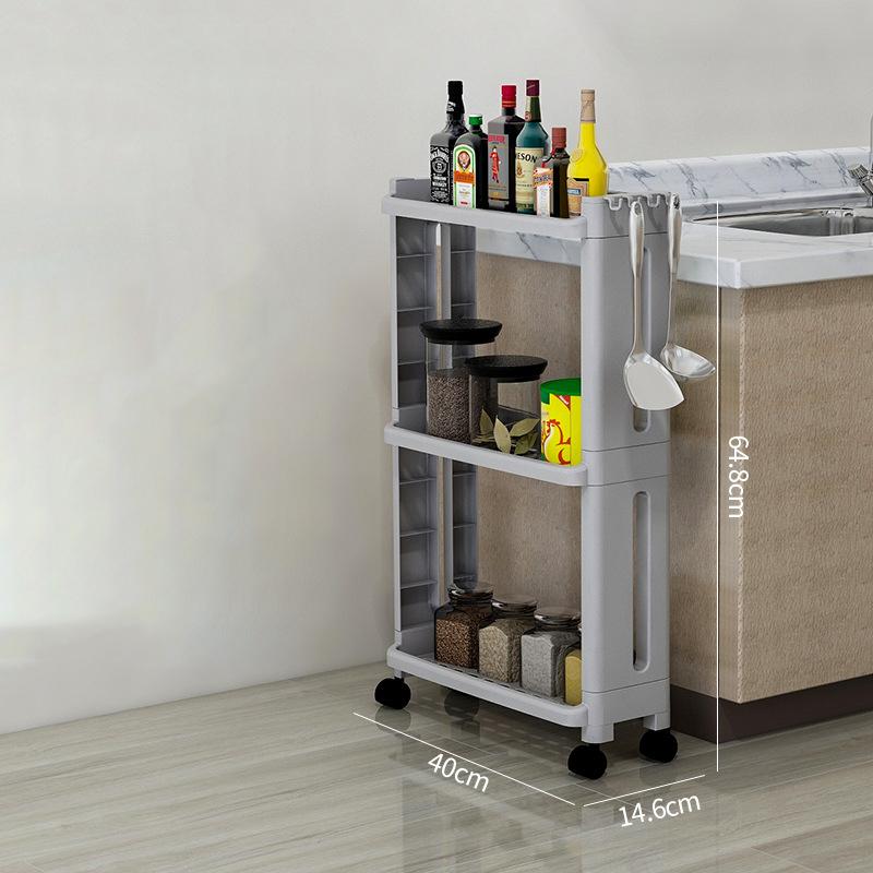 Кухонная полка для хранения товаров, боковая полка для холодильника, 2/3/4 слоя, съемная с колесиками, органайзер для ванной комнаты, полка с зазором, держатель, новая стойка Narrow-3L-wheels
