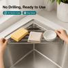 4Pcs Stainless Steel Sink Caddy Triangle Corner Storage Rack Sponge Dish Cloth Holder Drainer No Drill RV Kitchen Accessories