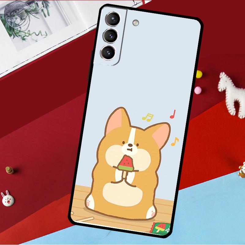 Cartoon Corgi Funda For Samsung Galaxy S26 Ultra S24 S22 S23 S25 Plus S20 S21 FE S9 S10 S25 FE Phone Case