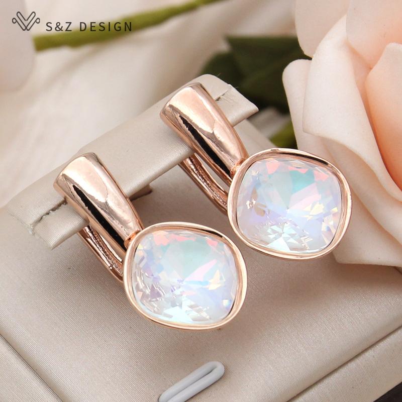 

Модные квадратные серьги цвета розового золота с красочными кристаллами для женщин, свадебные стильные ювелирные изделия, серьги-капли