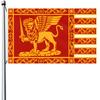 1 szt. Fyon Duża Flaga Republiki Weneckiej | 91,44 X 152,4 cm - Wytrzymały Materiał Poliestrowy, St. Mark'S Lew Design Historyczny, Żywy Pomarańczowy I Złoty, Wea