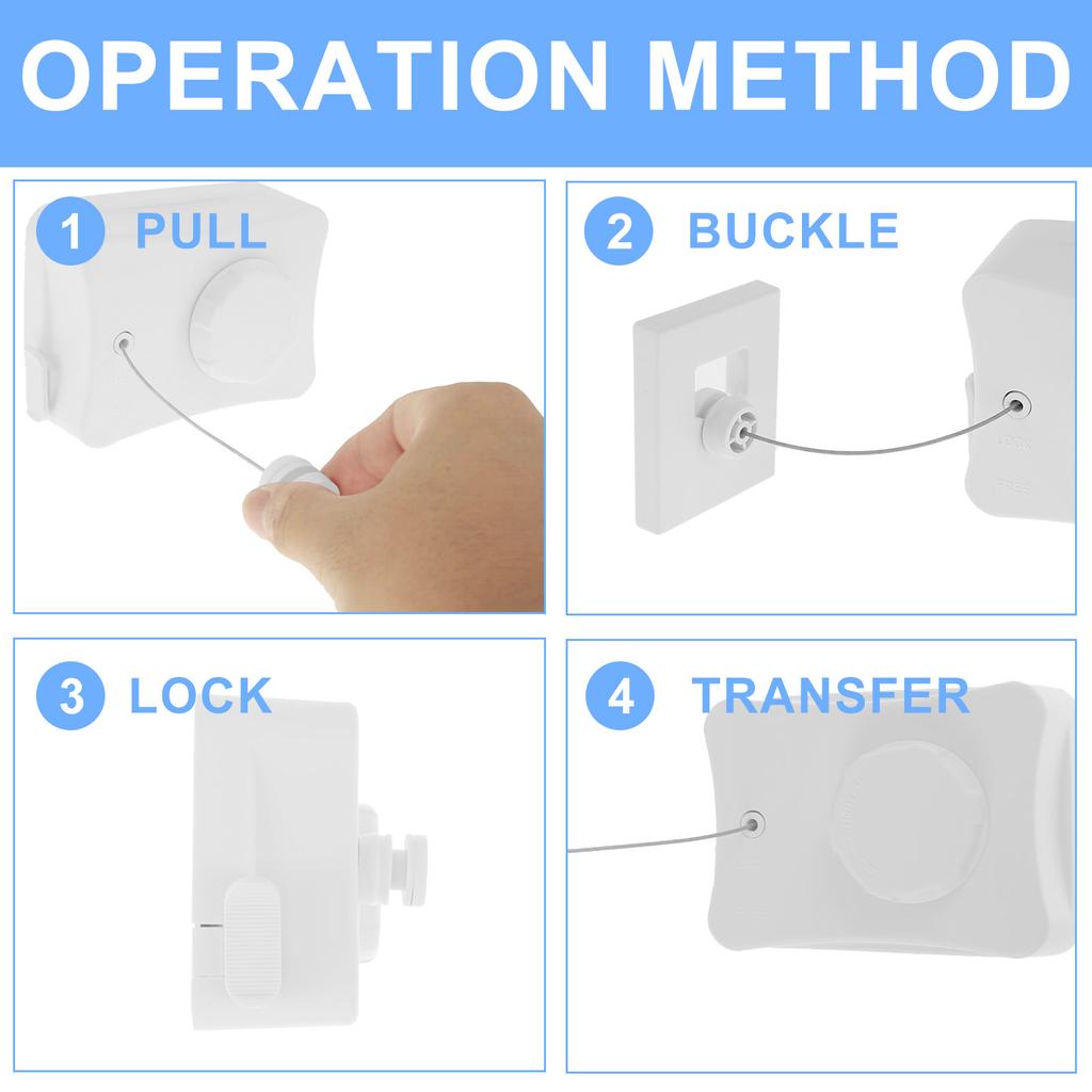 Einziehbare Wäscheleine 5M Durchhängschutz Wäschetrocknerleine Platzsparend für Innen Wandmontage Unsichtbare Wäscheleine Neu