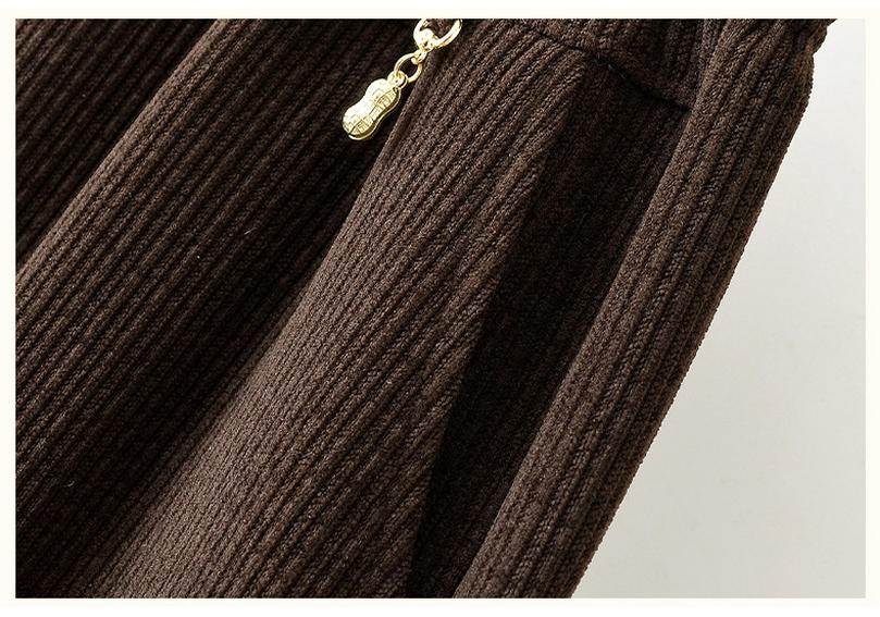 Mom's High-Waisted Striped Corduroy Pants - Spring & Autumn Casual for Middle-aged & Elderly